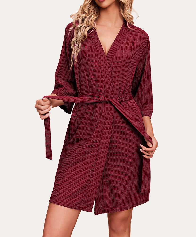 Soft Waffle Knit Dressing Gown Robe