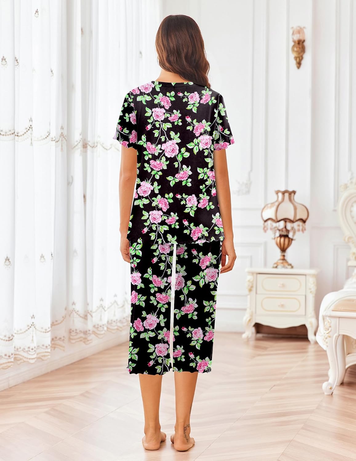 Ekouaer Short Sleeve 2 Piece Pajamas Set