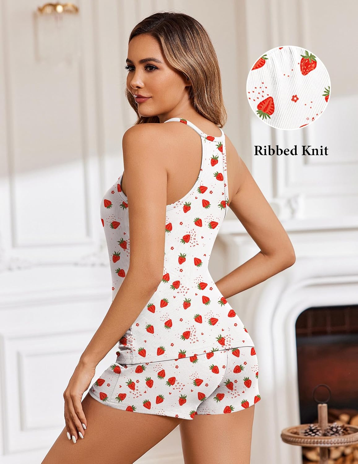 Ribbed Pajamas Set 2 Piece Knit Lounge Sets