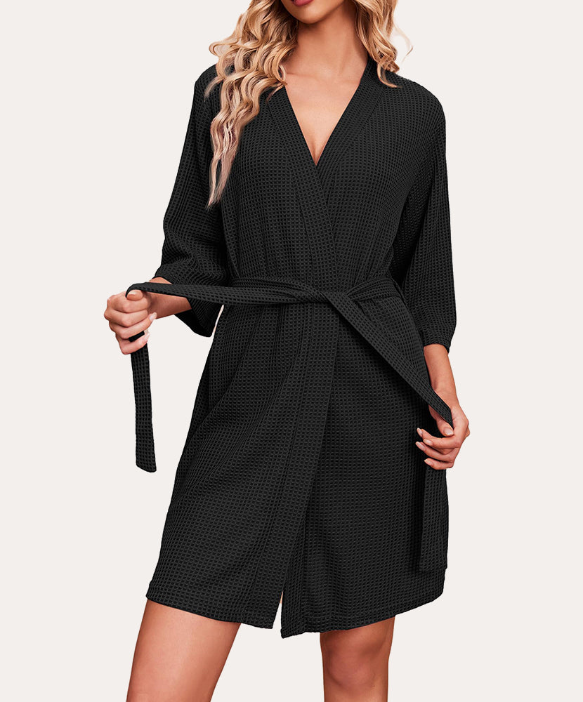 Soft Waffle Knit Dressing Gown Robe