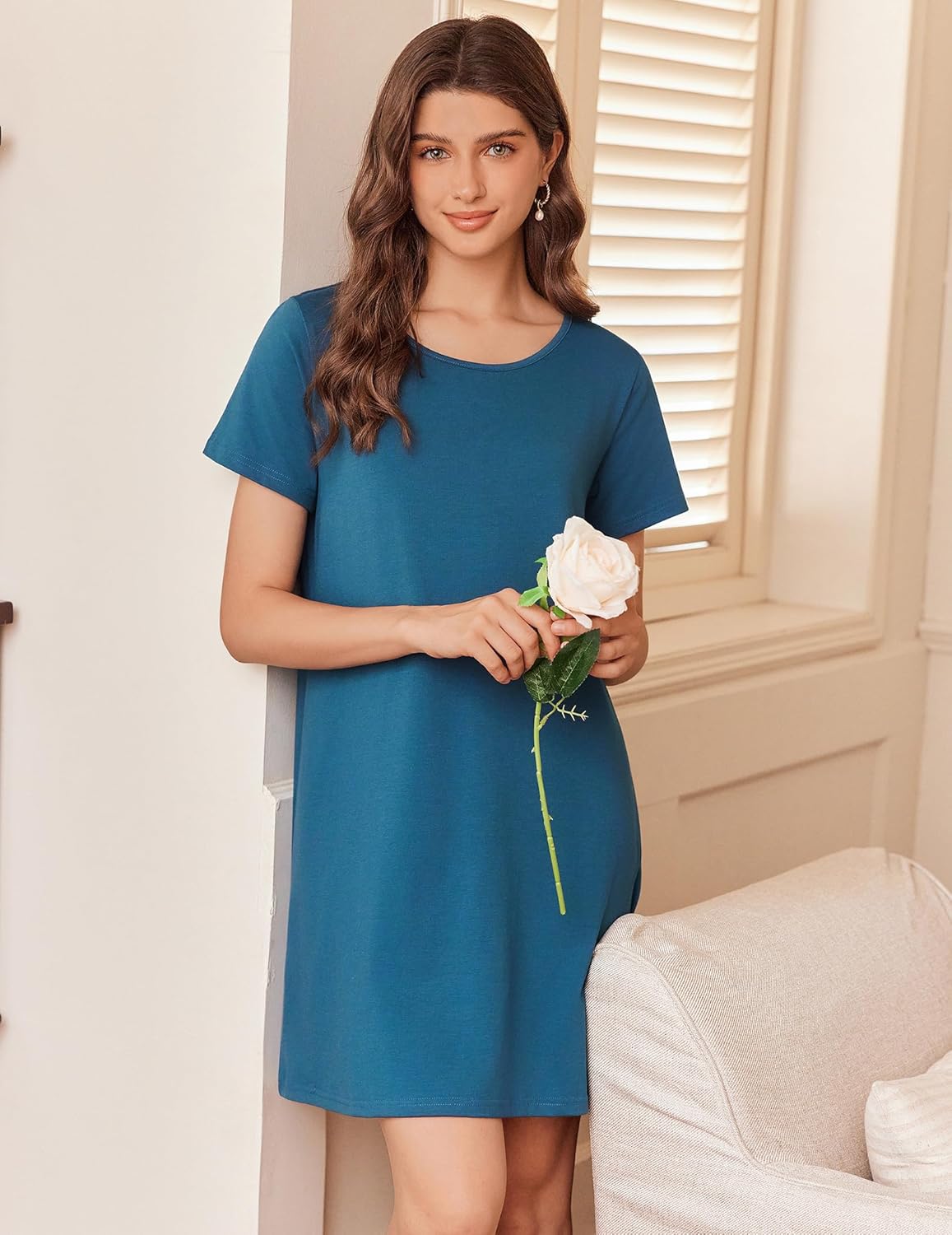 Cotton Short Sleeve Nightshirt T-shirt