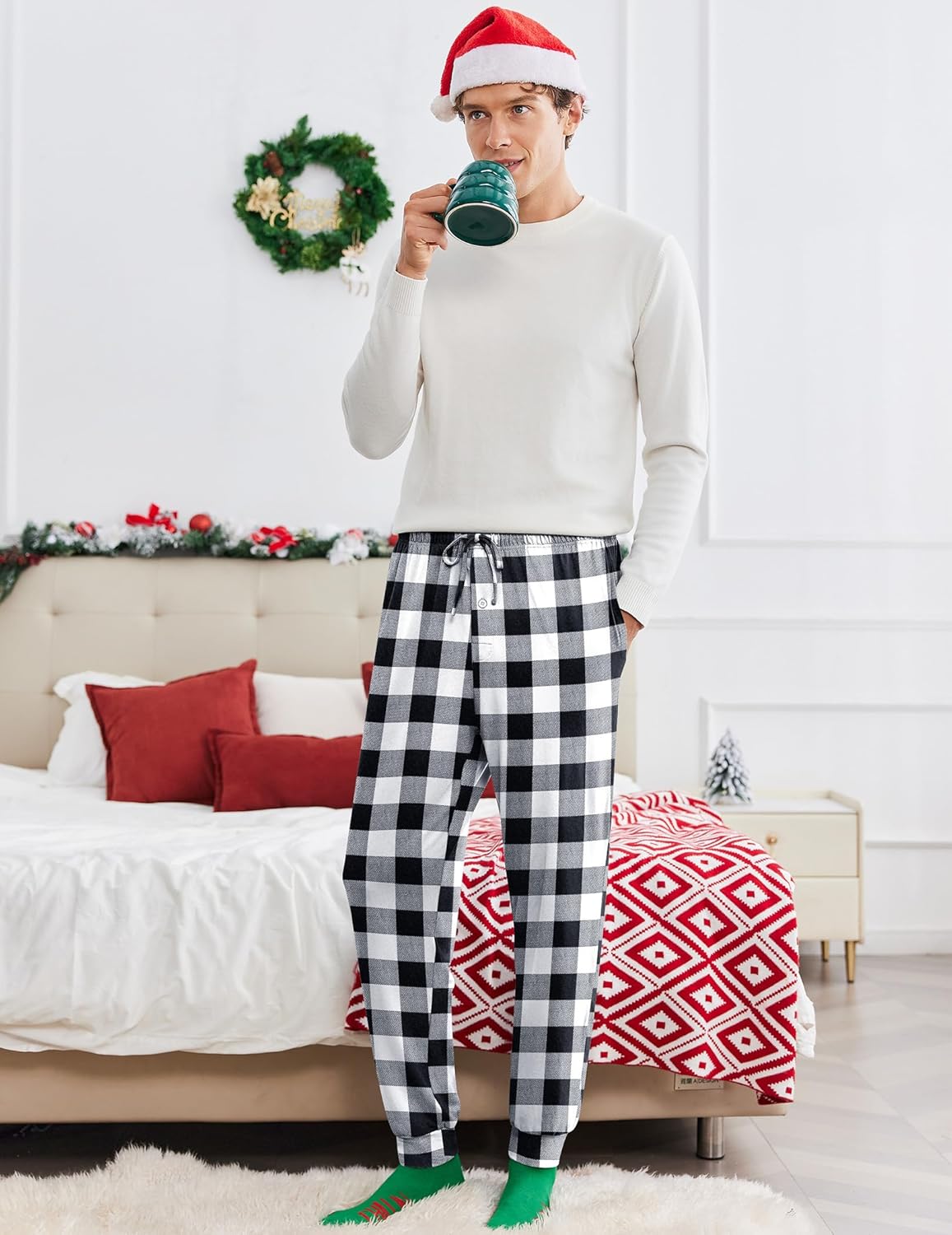 Men's 2 Packs Pajama Pants Comfy Jogger Sleep Pant