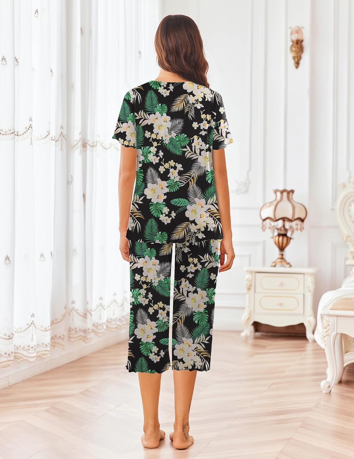 Ekouaer Short Sleeve 2 Piece Pajamas Set