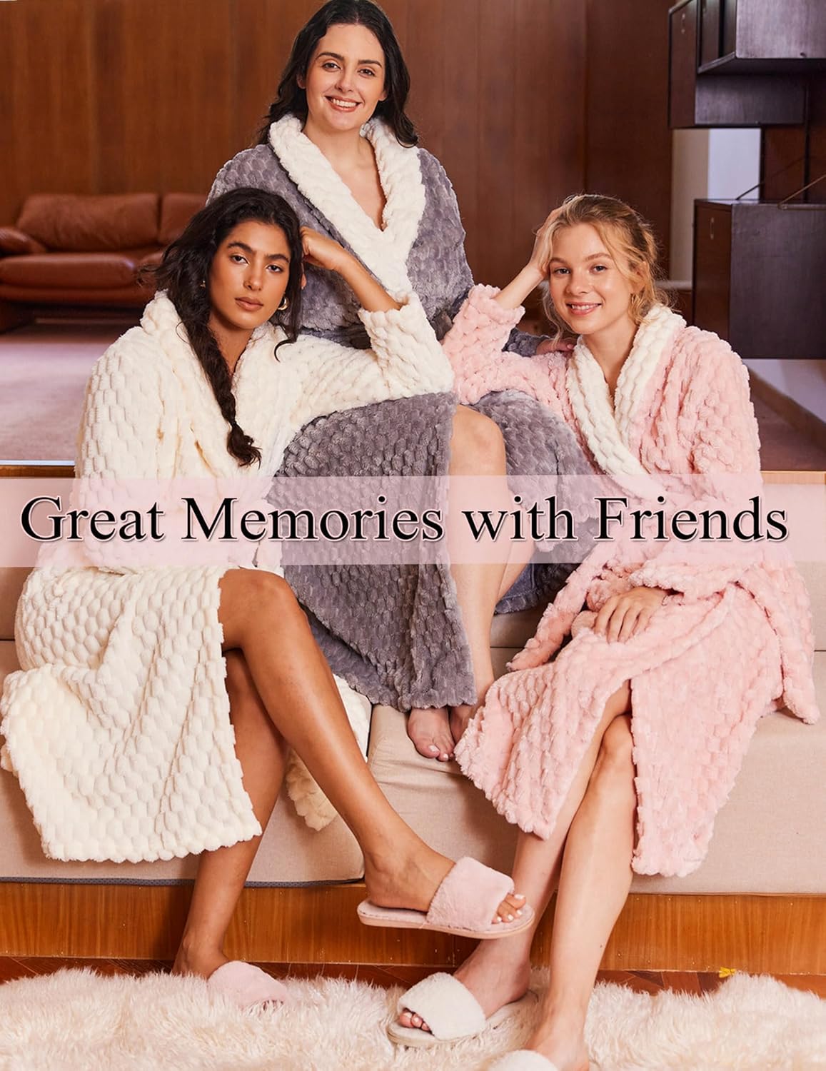 Plush Soft Bathrobe Jacquard Color Block Robes