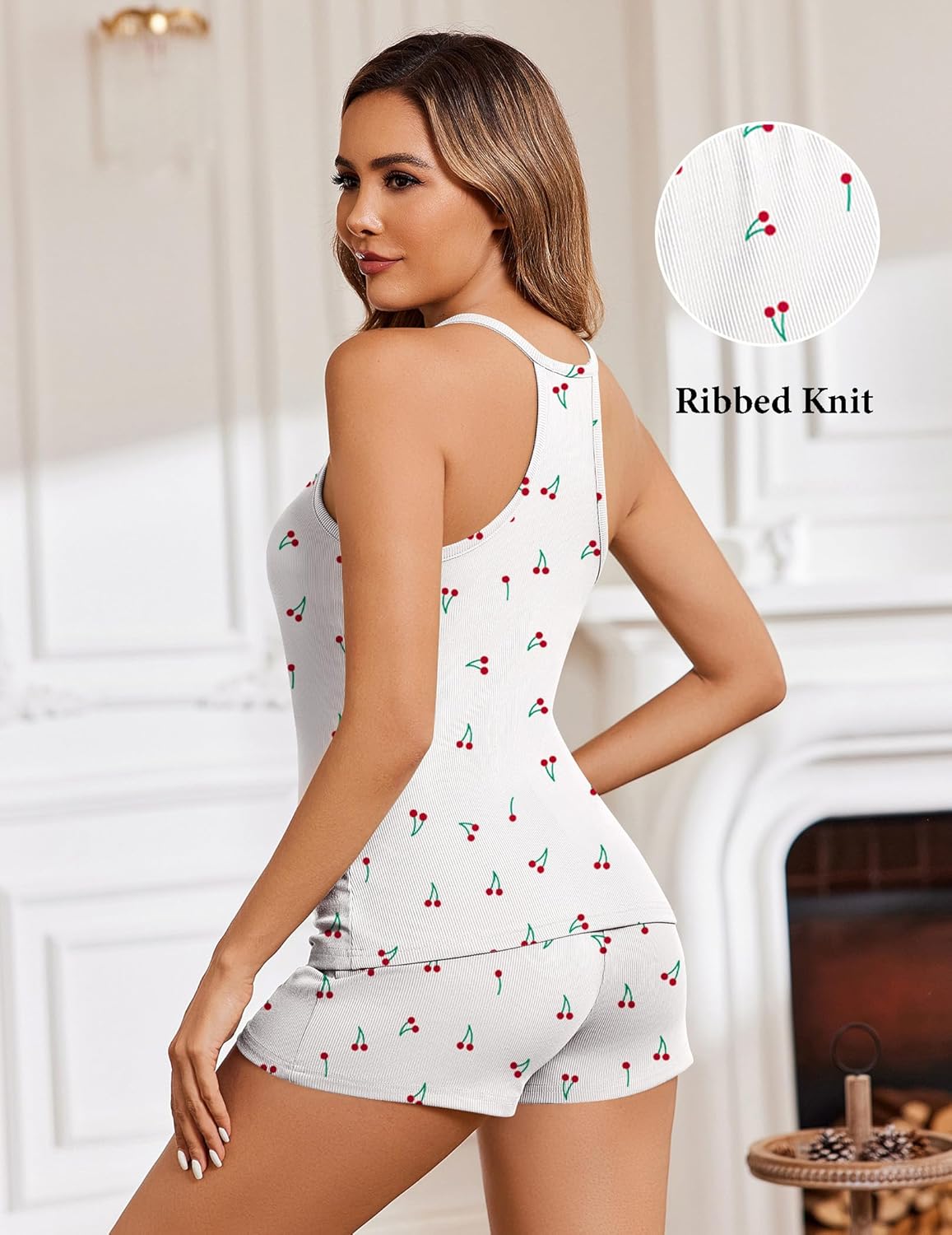 Ribbed Pajamas Set 2 Piece Knit Lounge Sets