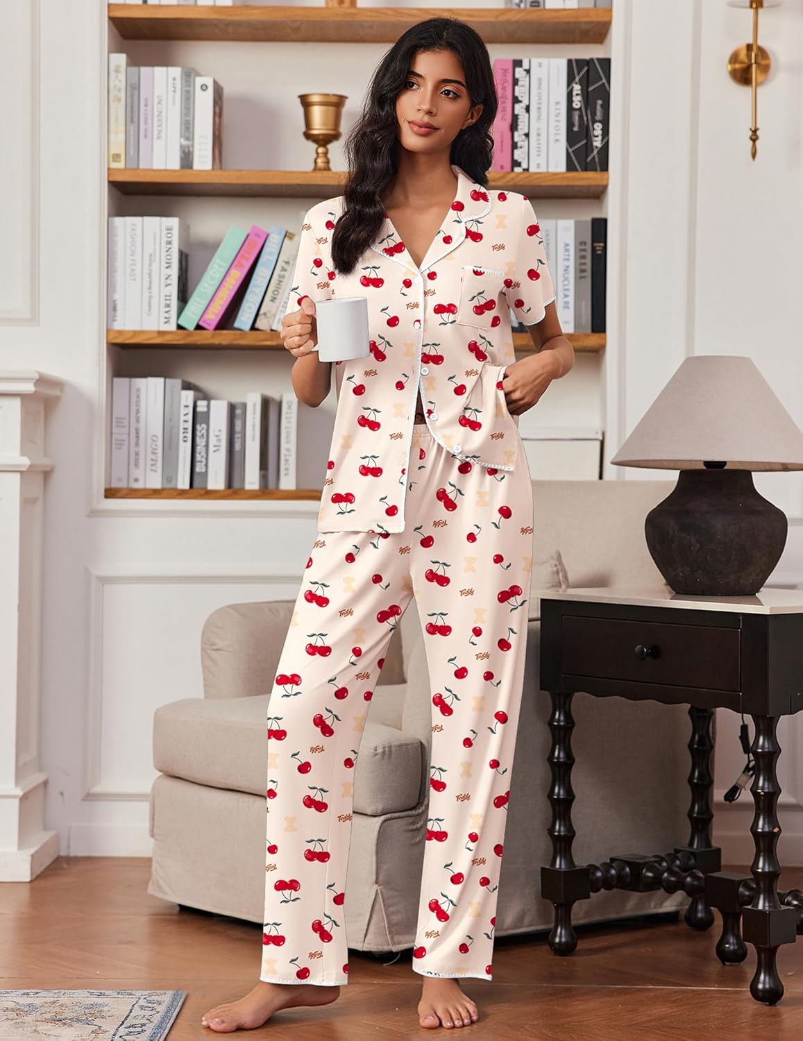 Button Up Soft Pjs Short Sleeve 2 Piece Lounge Sets