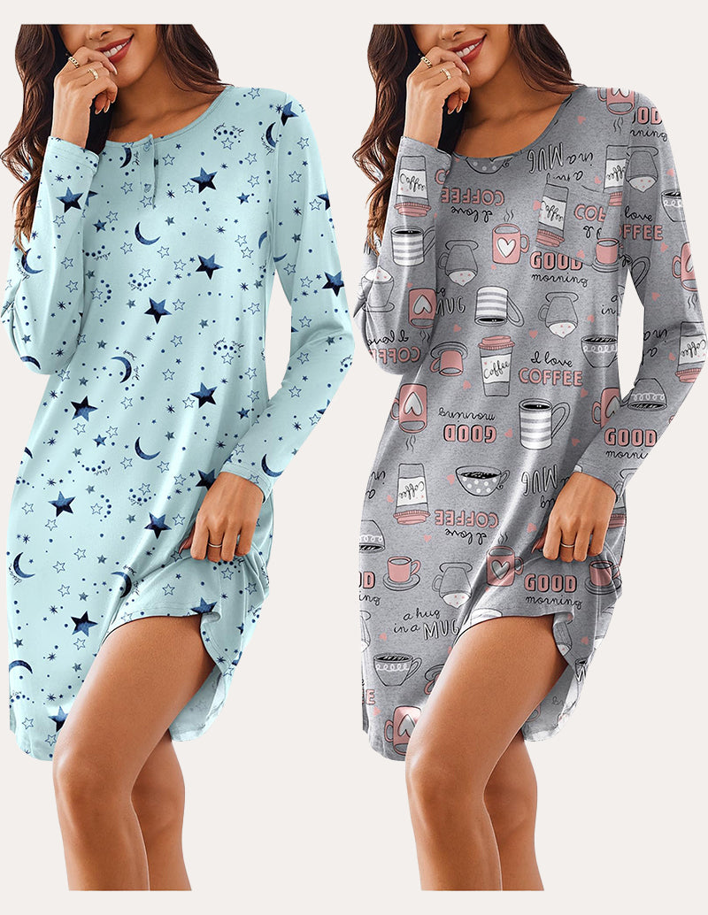 Comfy Soft 2 PCS Sleepshirt Dress (US Only)