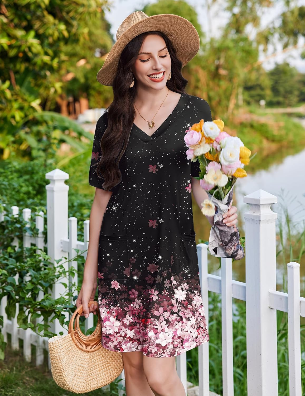 Ekouaer Nightgowns for Women Short Sleeve Sleep Shirt