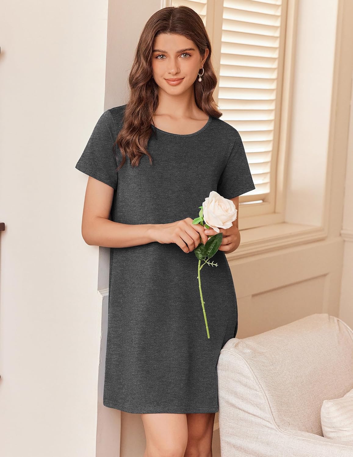 Cotton Short Sleeve Nightshirt T-shirt