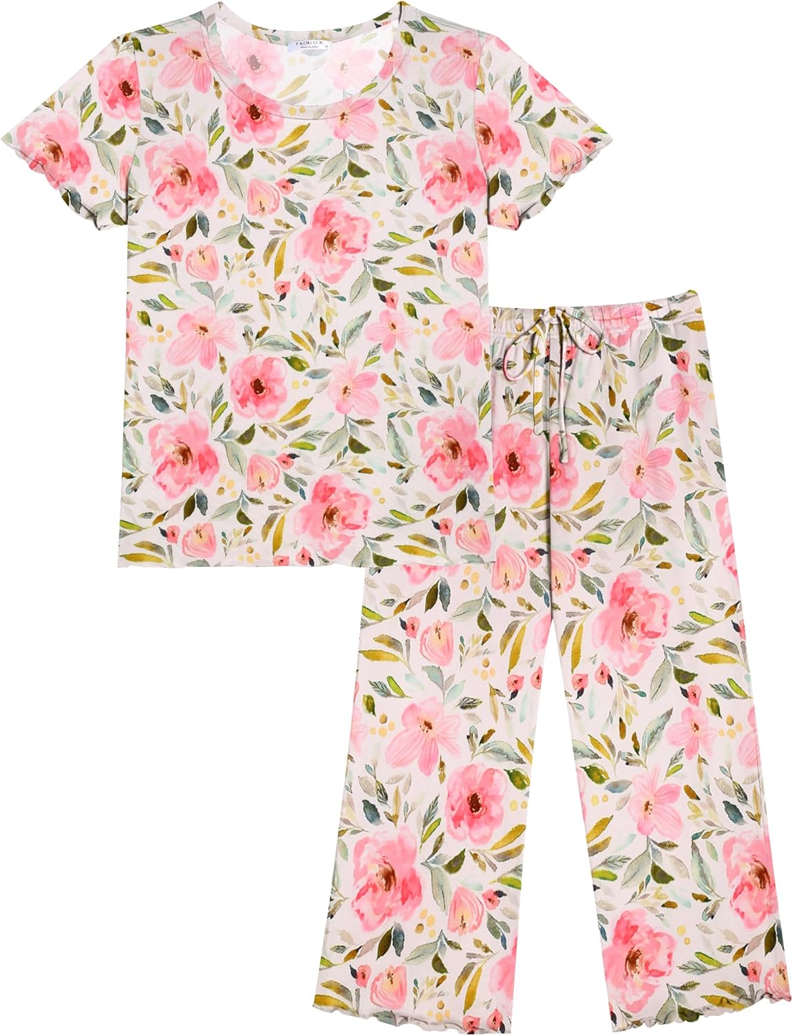 Ekouaer Short Sleeve 2 Piece Pajamas Set