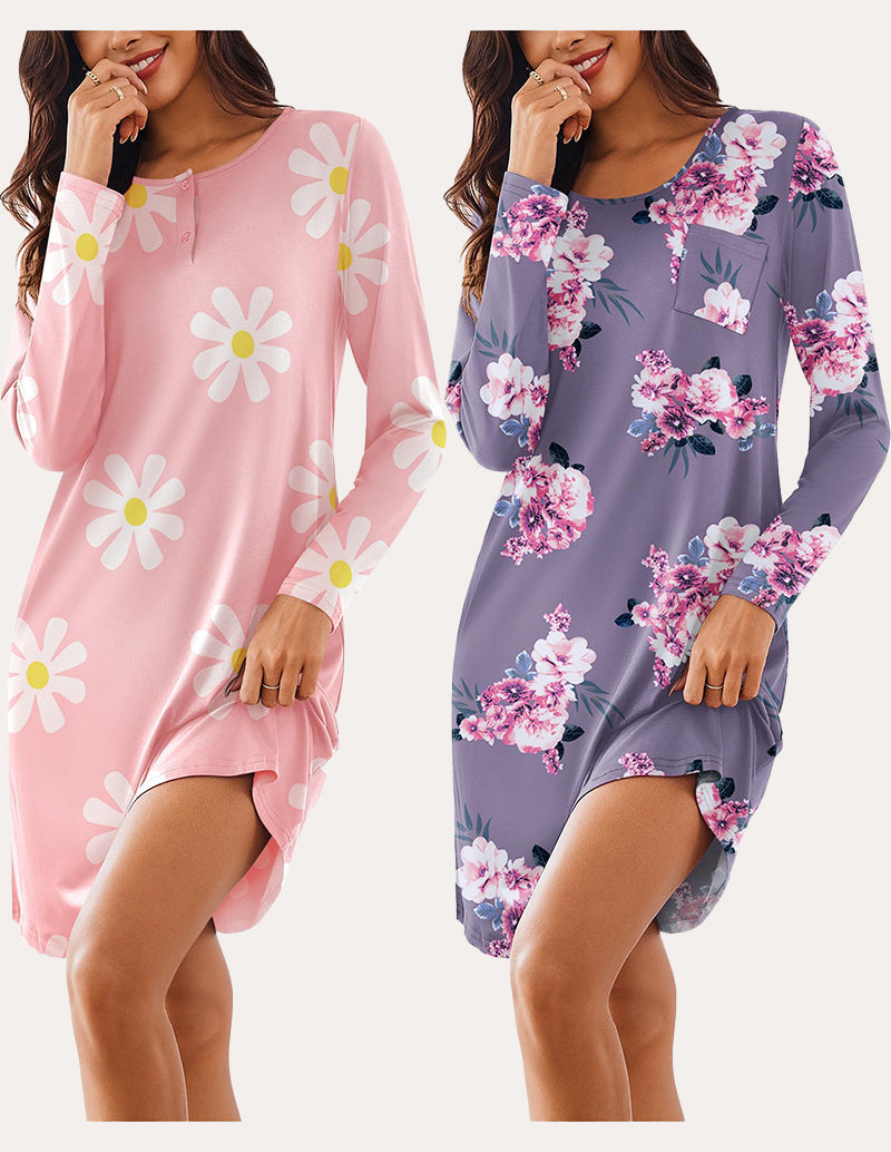 Comfy Soft 2 PCS Sleepshirt Dress (US Only)