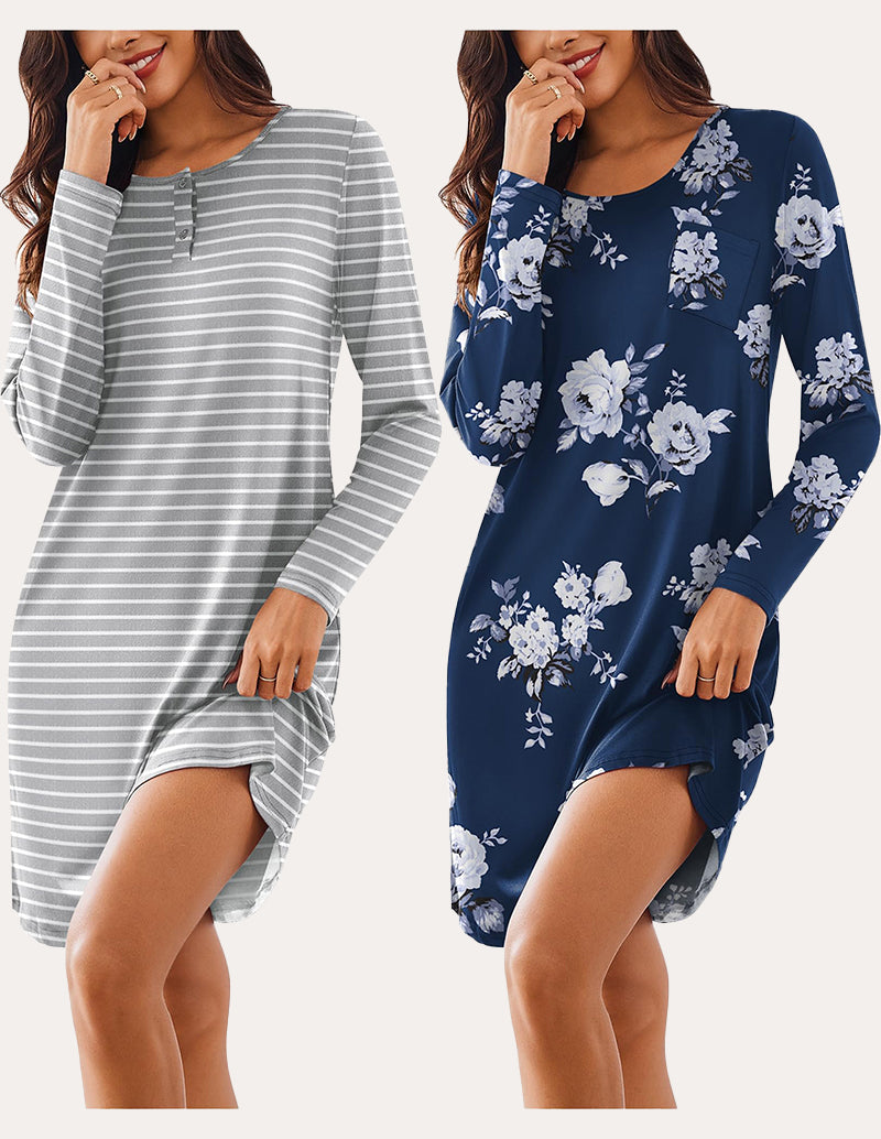 Comfy Soft 2 PCS Sleepshirt Dress (US Only)