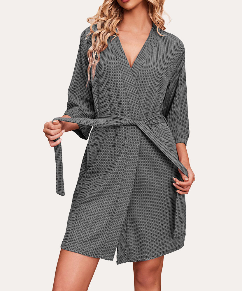 Soft Waffle Knit Dressing Gown Robe