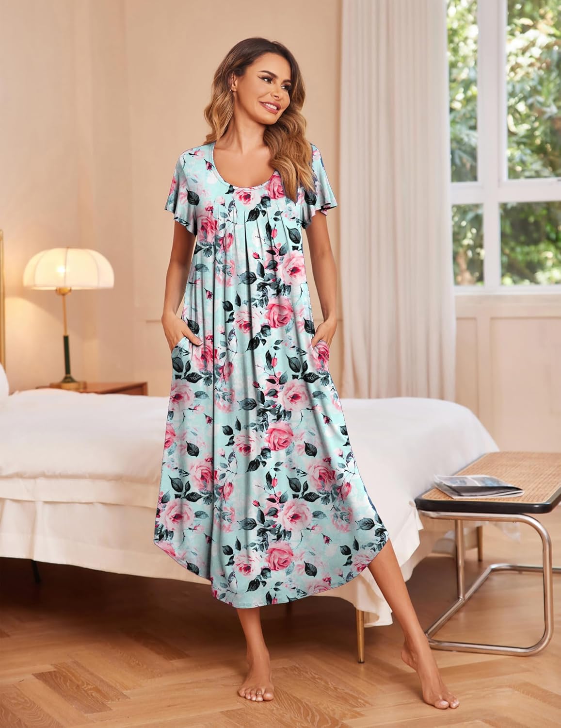 Long Sleepshirt Short Flare Sleeve Soft Night Shirts