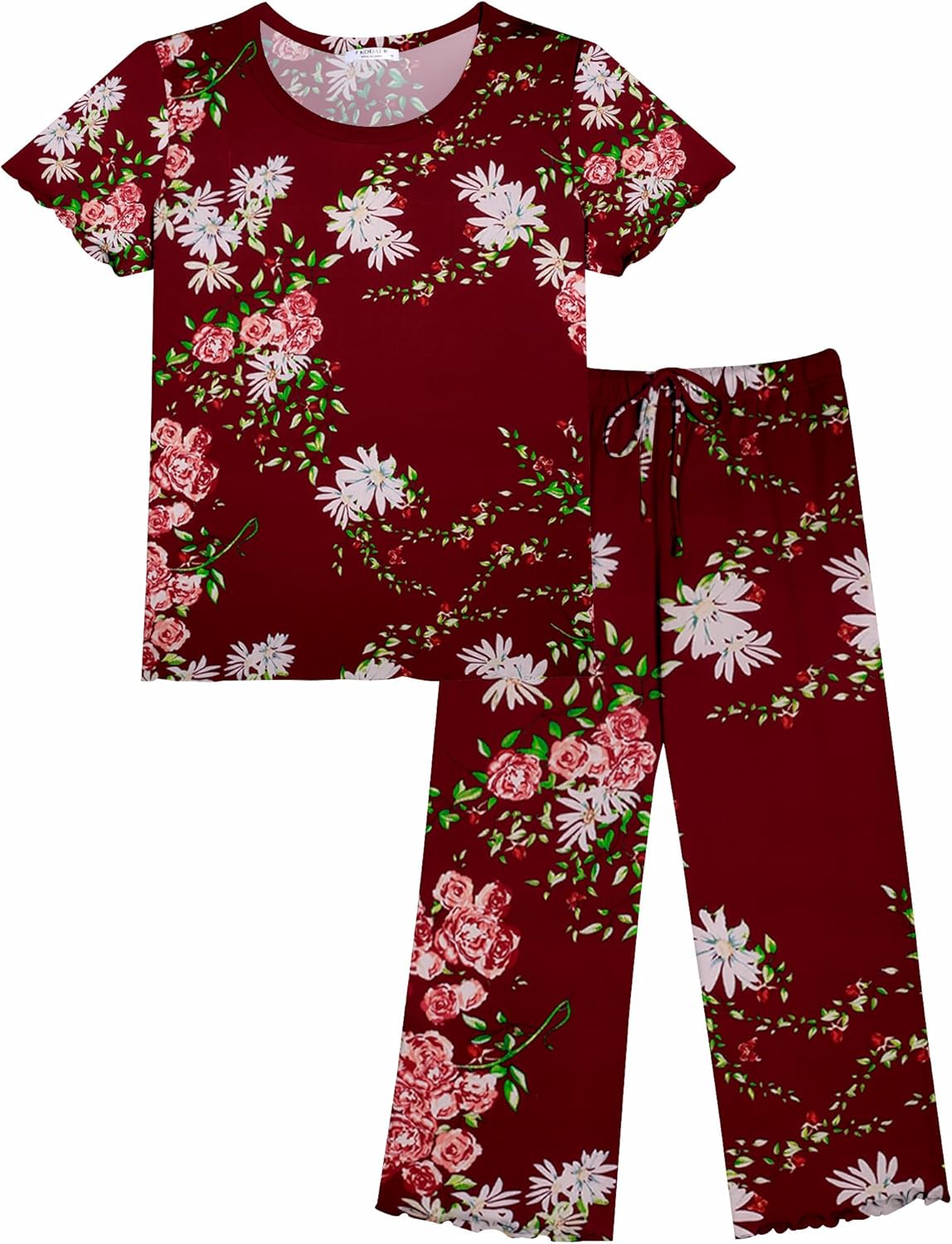 Ekouaer Short Sleeve 2 Piece Pajamas Set