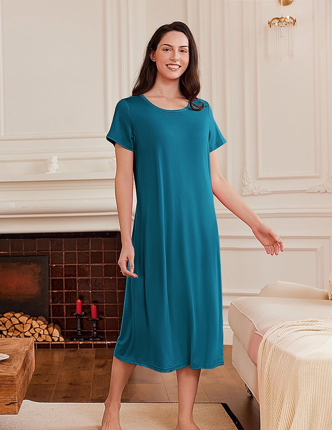 Ekouaer 3 Pack Long Nightgowns Soft Plus Size Dress