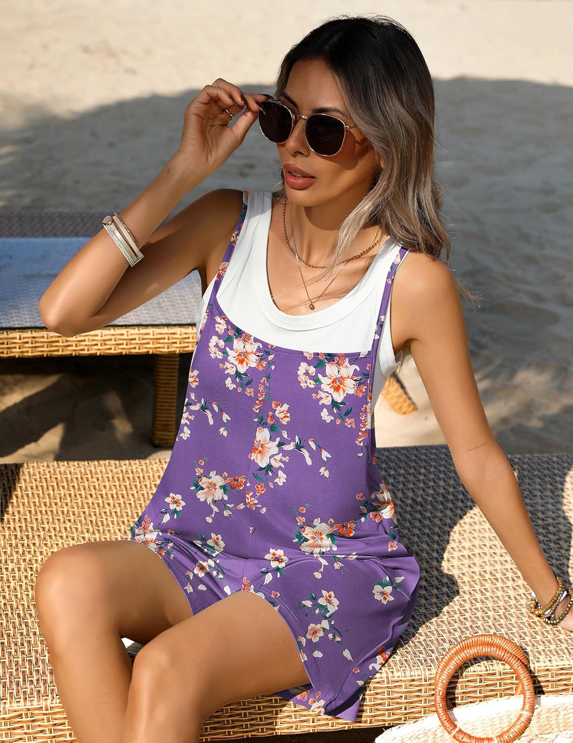 Sleeveless Rompers Shorts Overalls Boho Floral Outfits