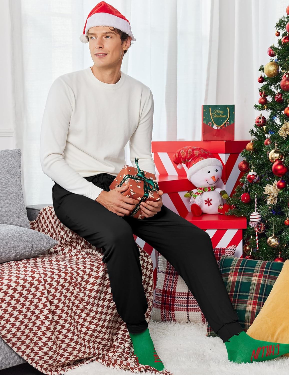 Men's 2 Packs Pajama Pants Comfy Jogger Sleep Pant