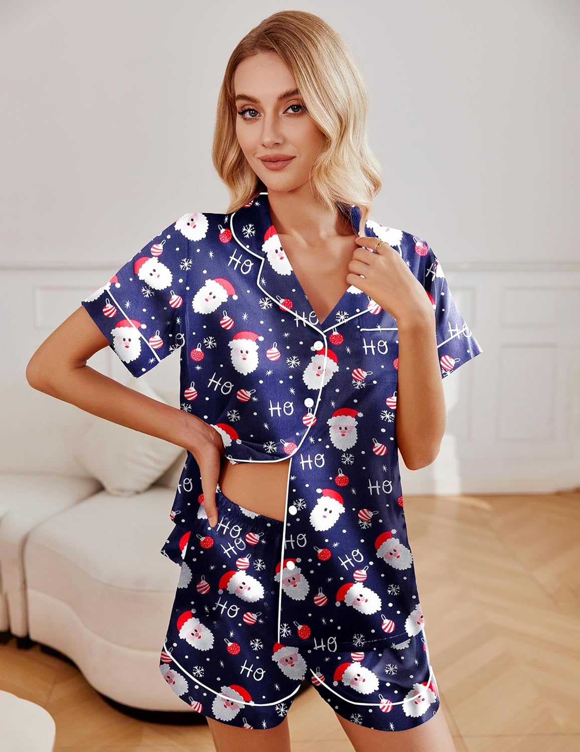 Ekouaer 2 Pack Pajama Sets Silk Satin Pj Lounge Set