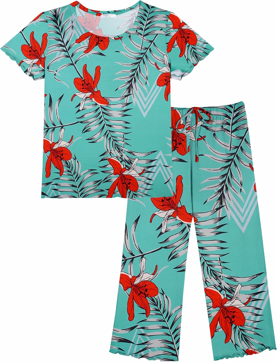 Ekouaer Short Sleeve 2 Piece Pajamas Set