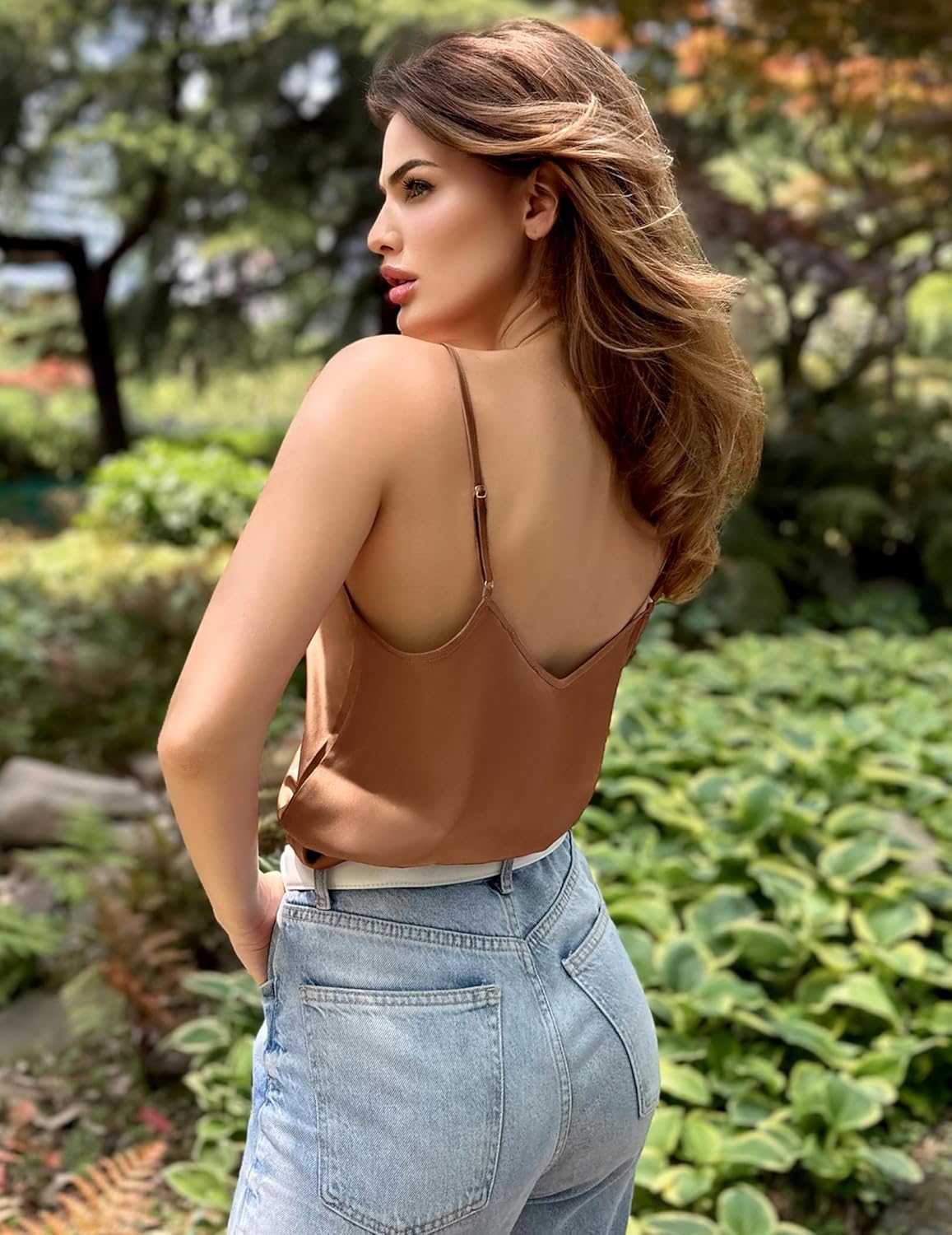 Ekouaer Lace Silk Satin Pajama Tank Tops