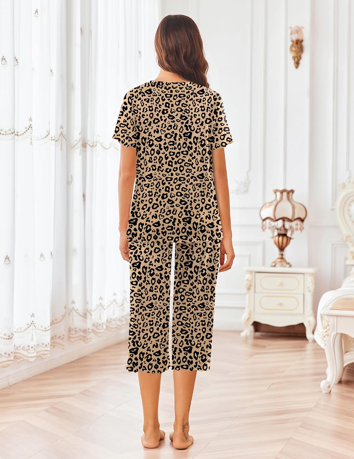 Ekouaer Short Sleeve 2 Piece Pajamas Set