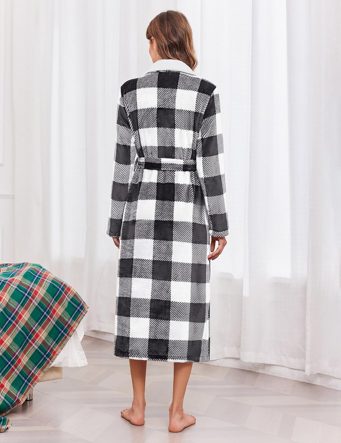 Plush Soft Bathrobe Jacquard Color Block Robes