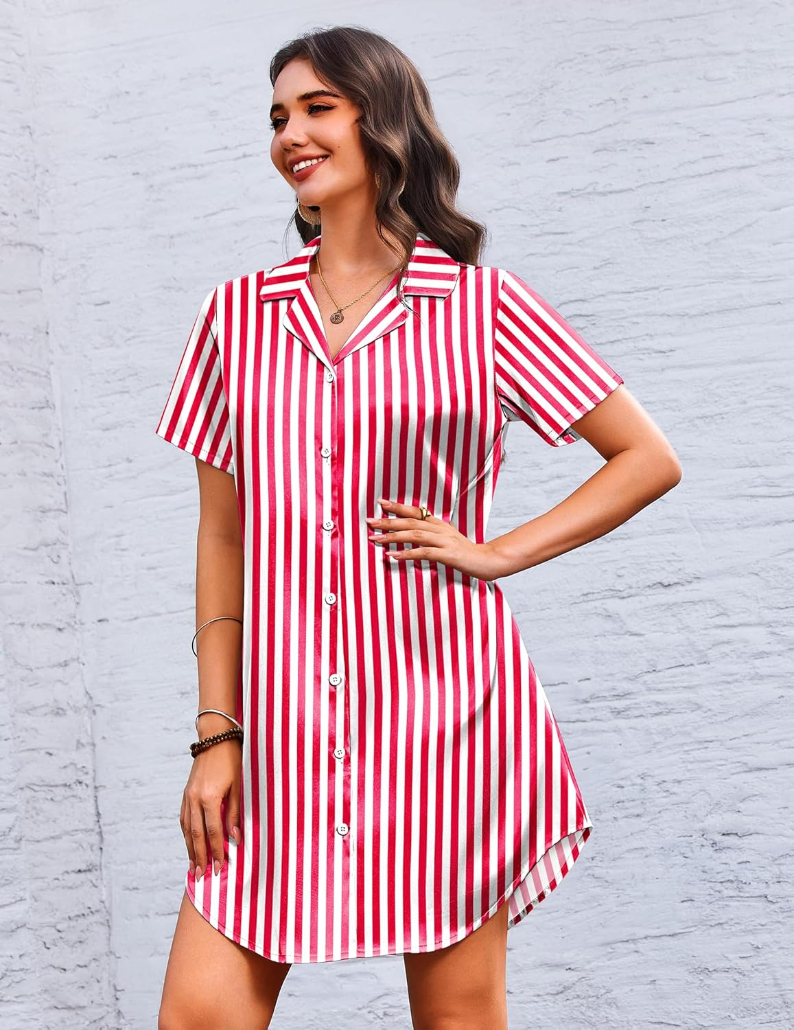 TEDDY Satin Silk Nightgown Casual Print Sleepdress