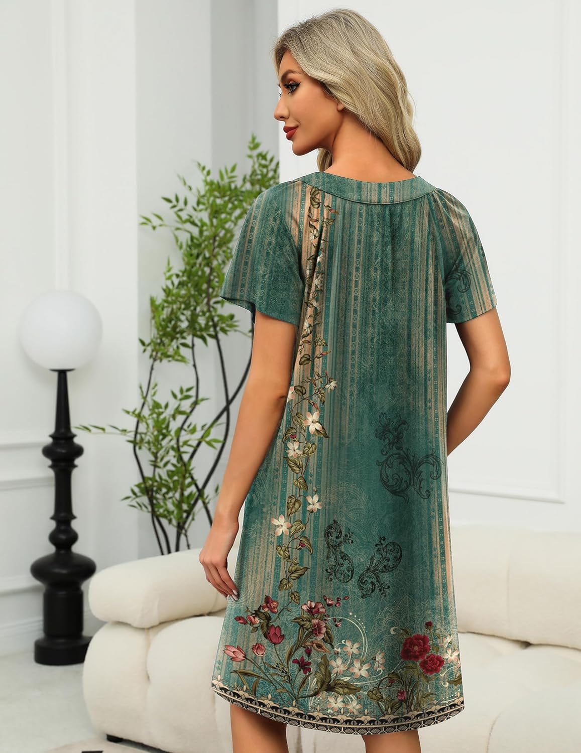 Robe Zipper Front Mumu Duster Robes Zip Up Housecoat