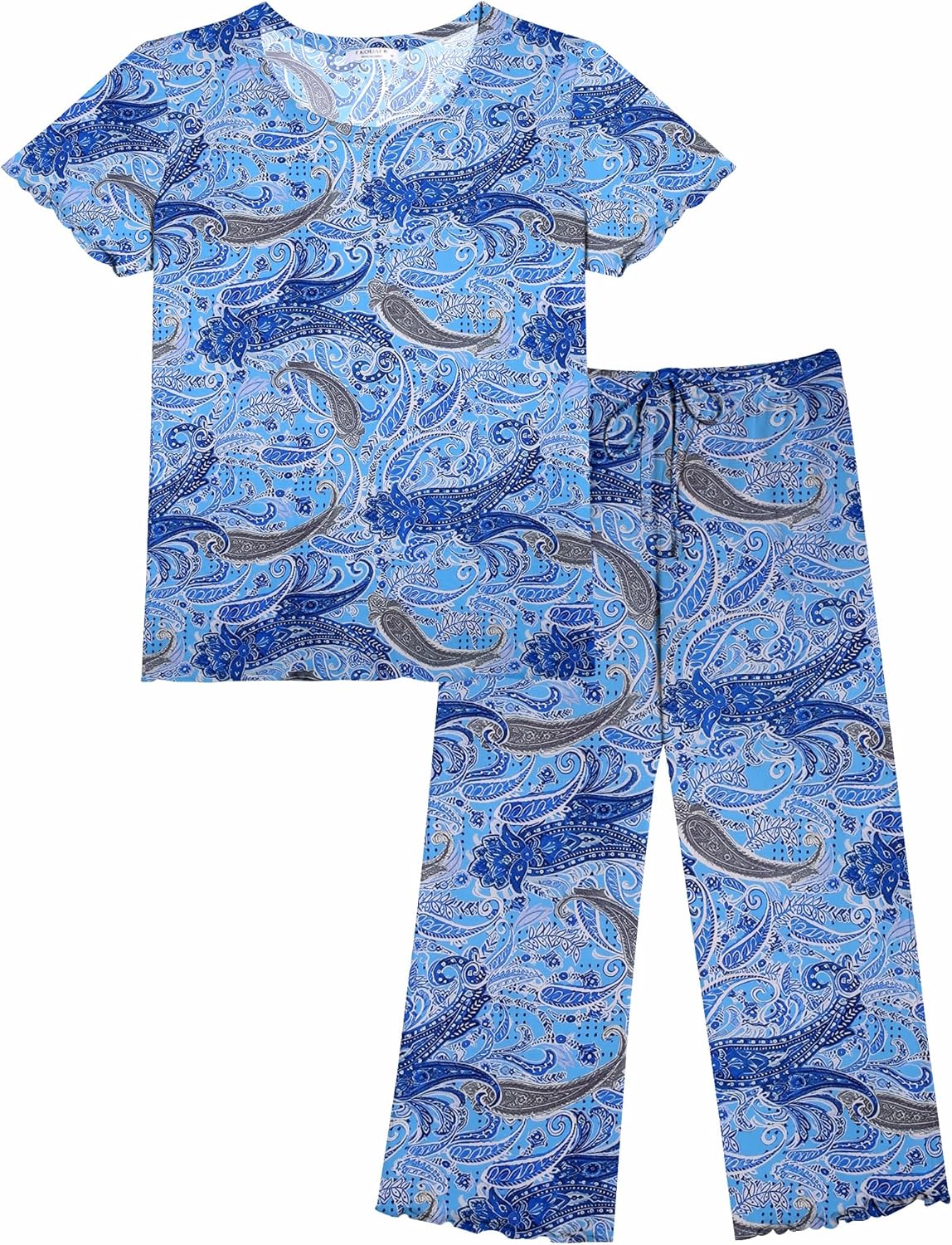 Ekouaer Short Sleeve 2 Piece Pajamas Set