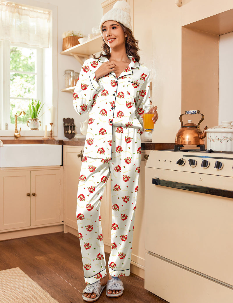 Ekouaer Teddy Classic Satin Pajama Set (US Only)