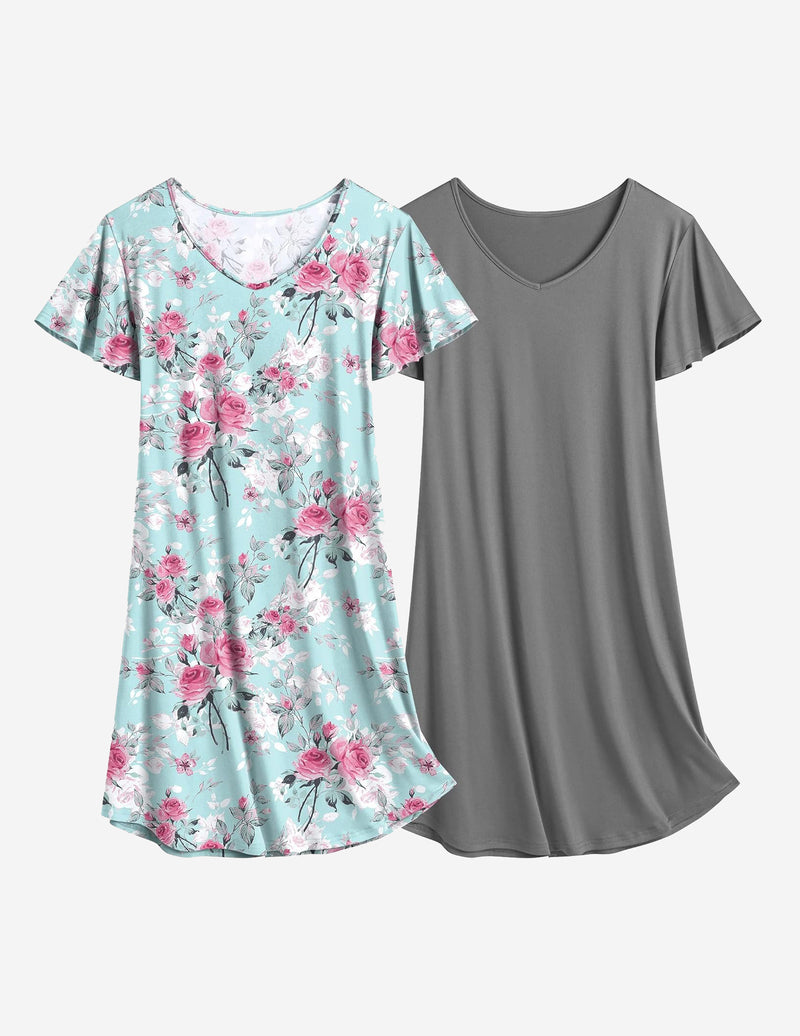 Ekouaer 2 Pack Nightshirts Comfy Soft Pajama Sleep Dress