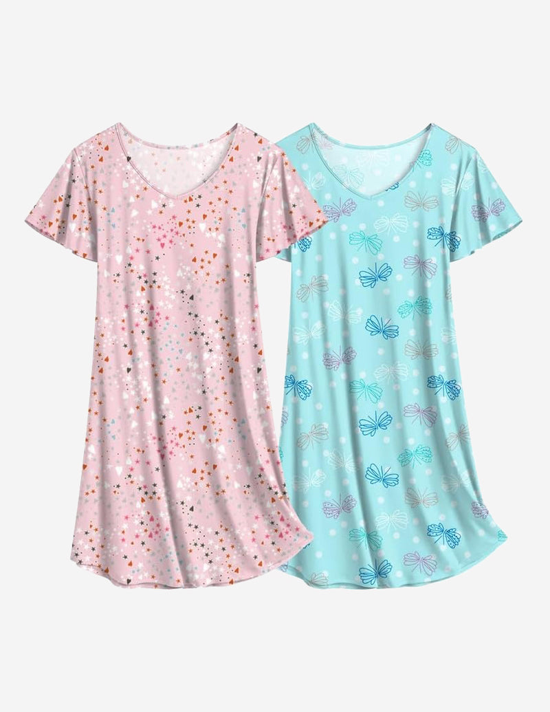 Ekouaer 2 Pack Nightshirts Comfy Soft Pajama Sleep Dress