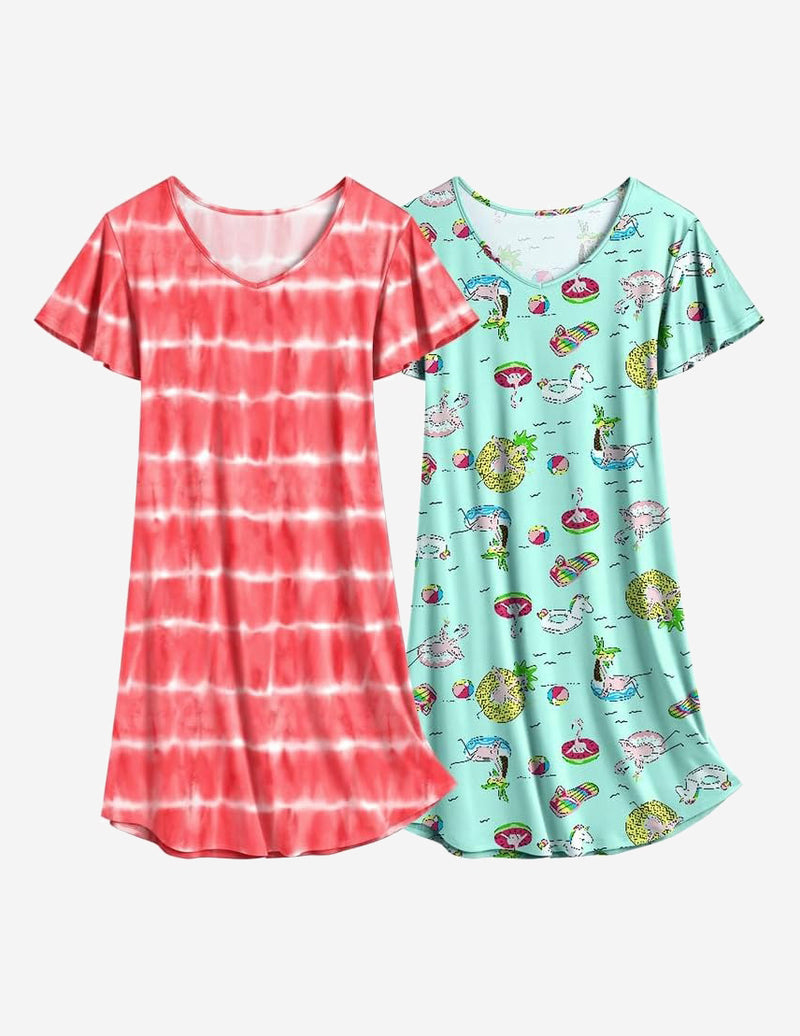 Ekouaer 2 Pack Nightshirts Comfy Soft Pajama Sleep Dress