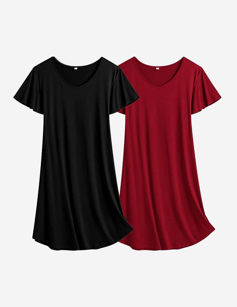 Ekouaer 2 Pack Nightshirts Comfy Soft Pajama Sleep Dress