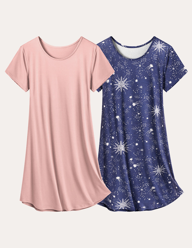 Soft 2 Pack Short Sleeve Nightgowns (US Only)