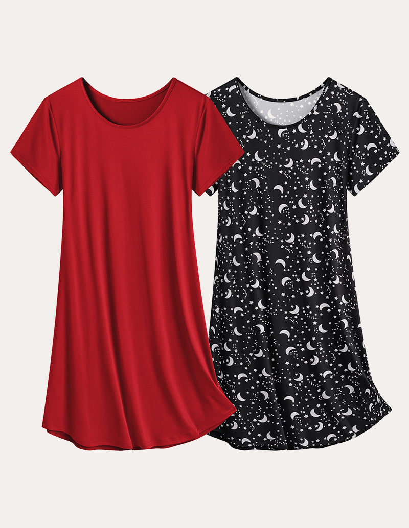 Soft 2 Pack Short Sleeve Nightgowns (US Only)