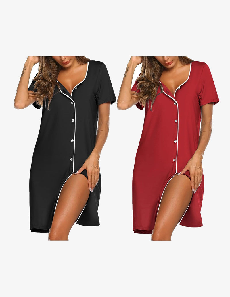 2 Pack Button Down Pajama Dress (US Only)