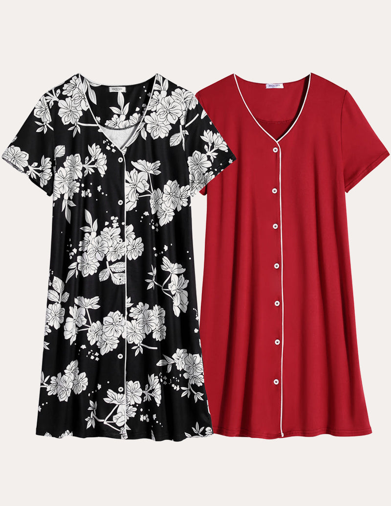 2 Pack Button Down Pajama Dress (US Only)