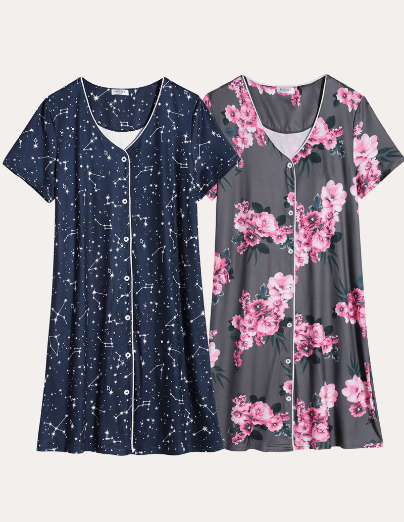 2 Pack Button Down Pajama Dress (US Only)