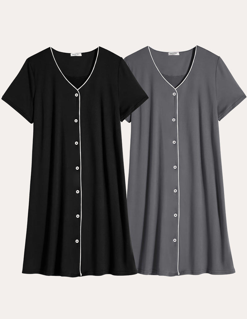 2 Pack Button Down Pajama Dress (US Only)