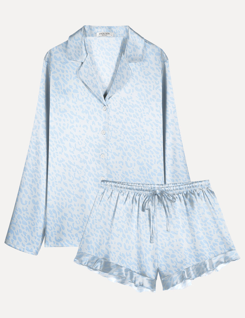 TEDDY Satin Ruffled Long Sleeve Pajama Set (US Only)