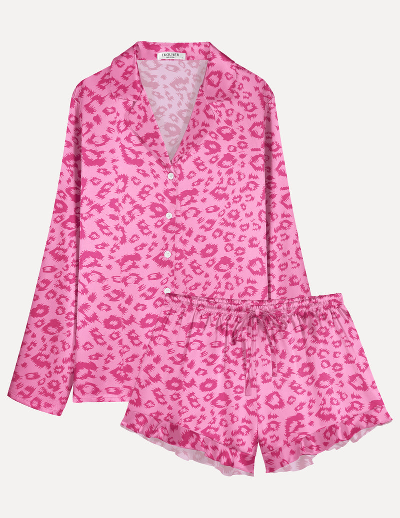 TEDDY Satin Ruffled Long Sleeve Pajama Set (US Only)
