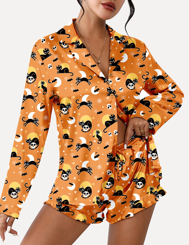 TEDDY Satin Ruffled Long Sleeve Pajama Set (US Only)