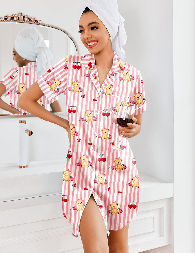 Teddy Classic Satin Notch Collar Nightshirt (US Only)