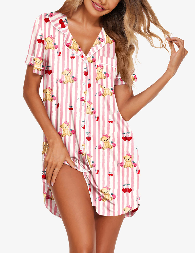Teddy Classic Satin Notch Collar Nightshirt (US Only)