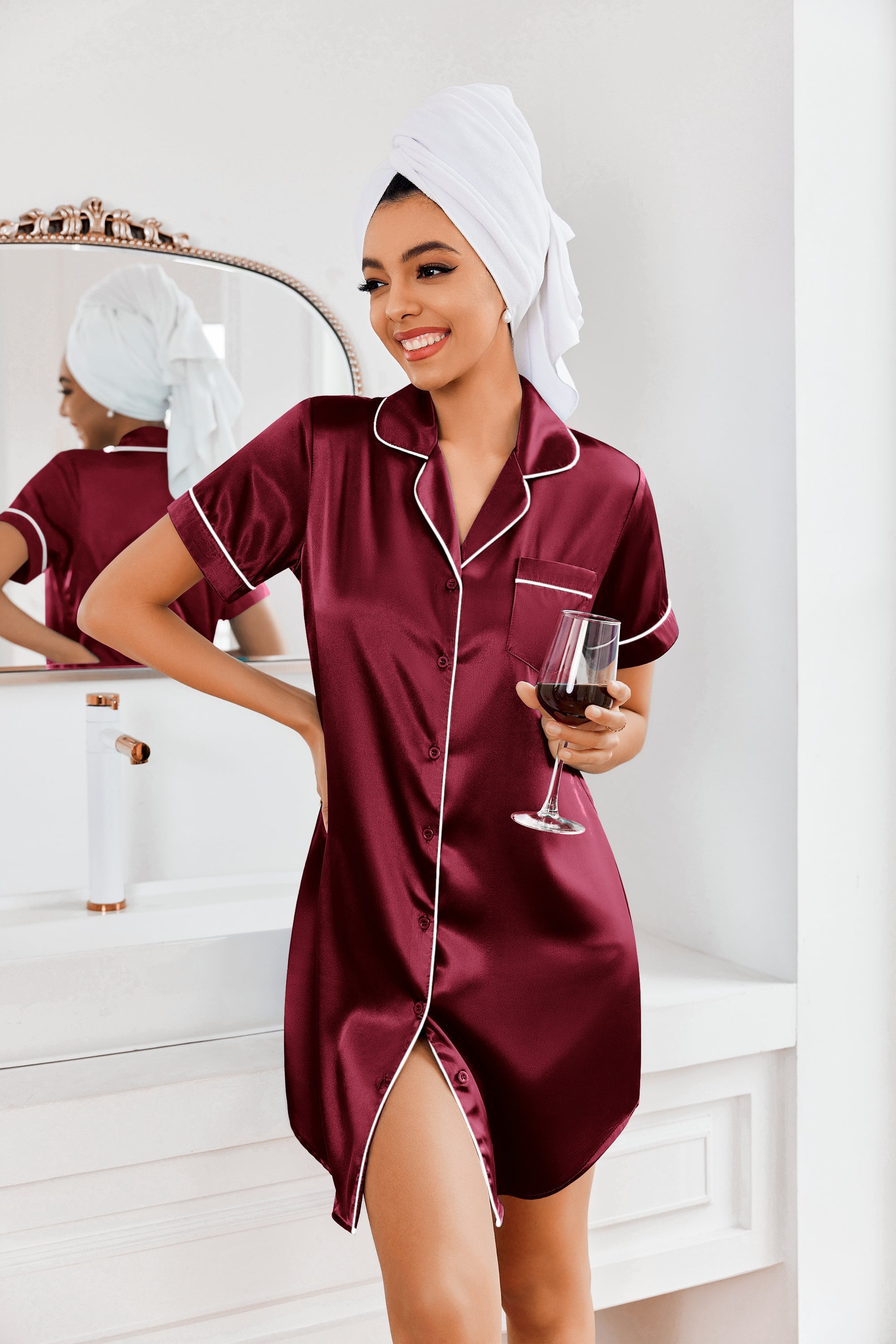 Classic Satin Notch Collar Nightshirt (US Only)