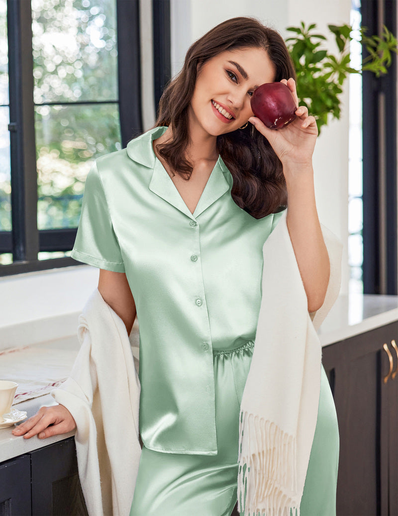 Satin Short Sleeve Pajama Set (US Only)