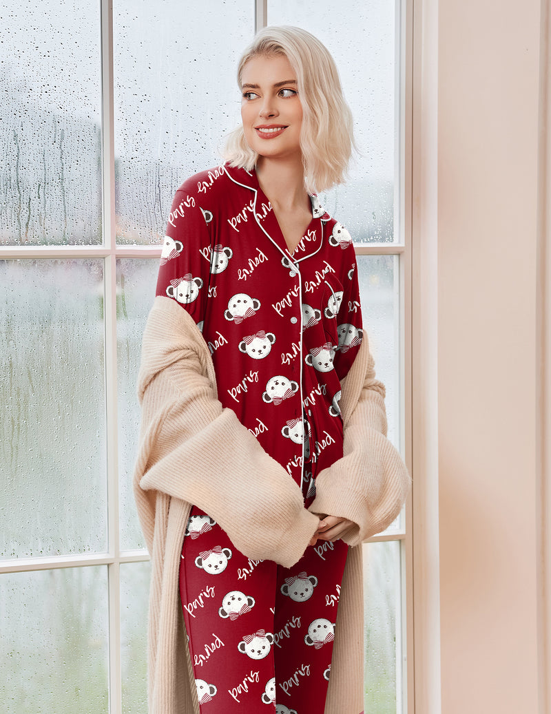 Christmas Pajamas Long Sleeve Pjs Comfy Lounge Set