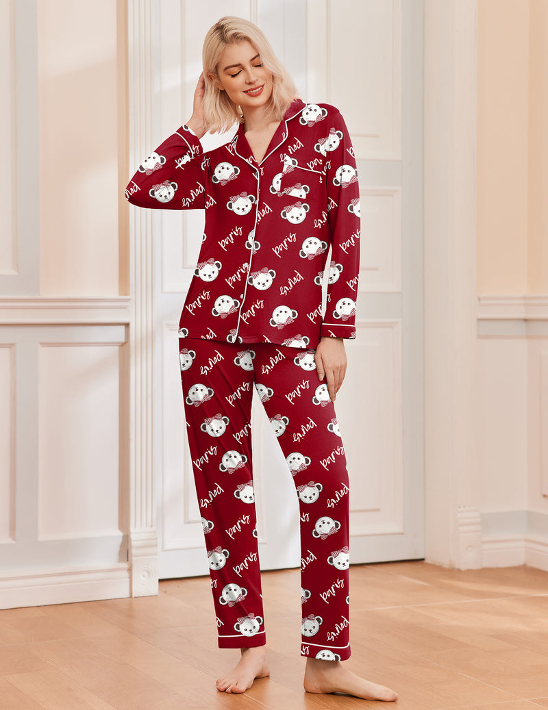 Christmas Pajamas Long Sleeve Pjs Comfy Lounge Set